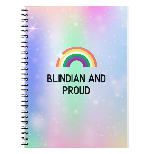 Rainbow notebook, blindian and proud notebook (Front)