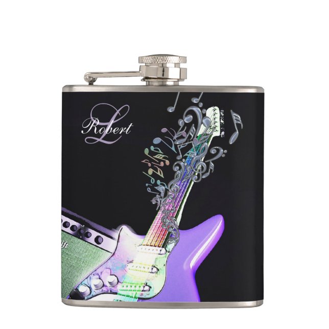 Rainbow Notes Monogram Electric Guitar Flask (Front)