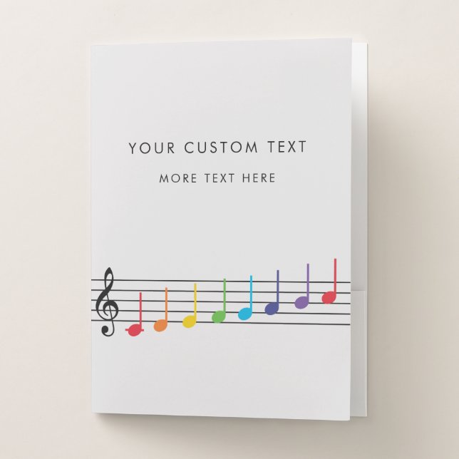 Rainbow Notes Music Teacher Modern Pocket Folder (Front)
