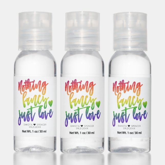 Rainbow Nothing Fancy Just Love | Casual Wedding Hand Sanitizer (Set)