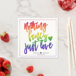 Rainbow Nothing Fancy Just Love   Casual Wedding Napkins