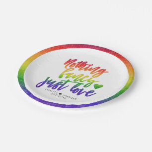 Rainbow Nothing Fancy Just Love   Casual Wedding Paper Plates