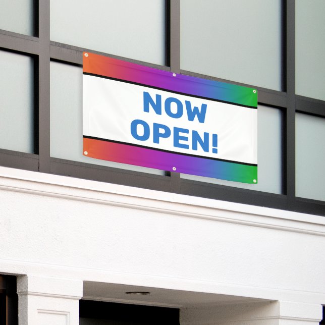 Rainbow Now Open Banner (Outside Building)