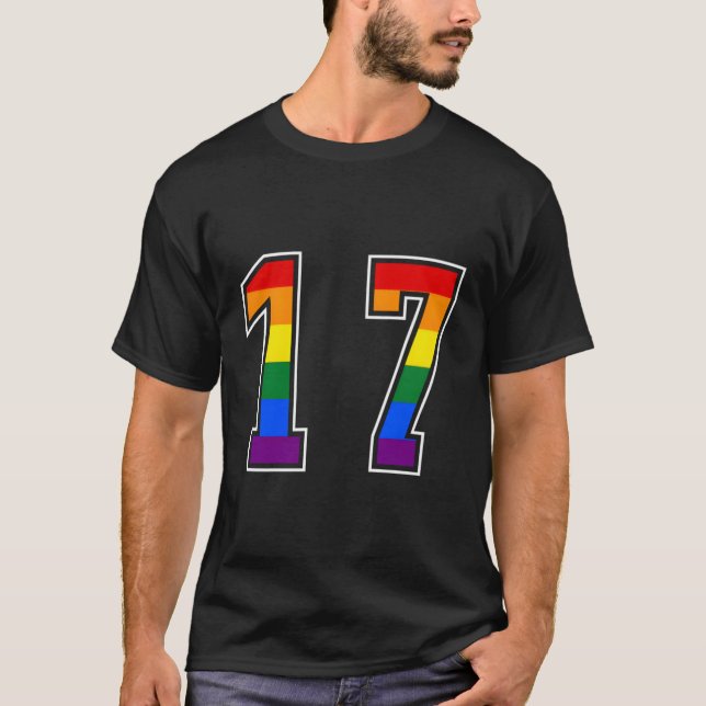 Rainbow Number 17 Team Junior Numbered Uniform T-Shirt (Front)