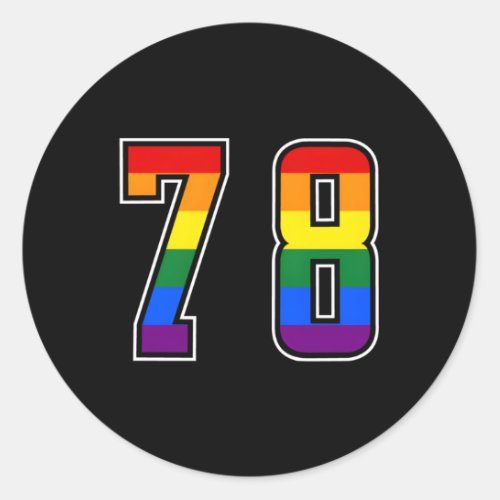 Rainbow Number 78 Team Junior Numbered Uniform Classic Round Sticker