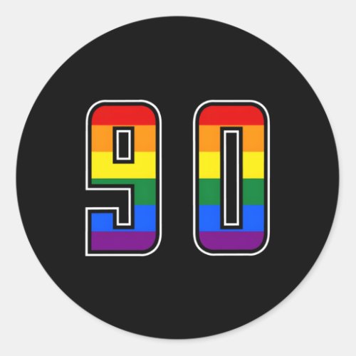 Rainbow Number 90 Team Junior Numbered Uniform Classic Round Sticker