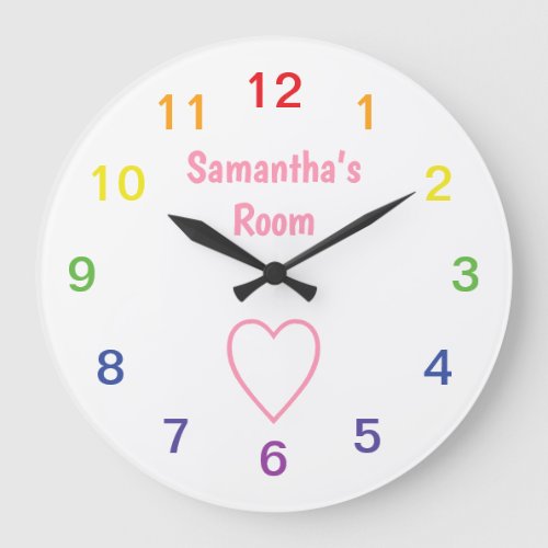 Rainbow Numbers Girls Room Acrylic Wall Clock