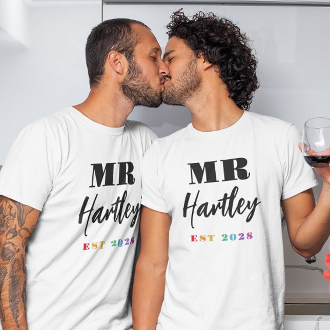 Rainbow Numbers Mr Last Name Year Established T-Shirt (Creator Uploaded)