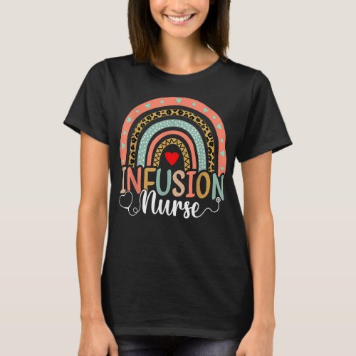 Rainbow Nurse Infusion Squad Nursing Leopard Infus T_Shirt