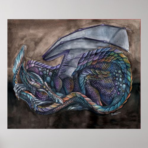 Rainbow Obsidian Dragon by Portia St Luke Poster