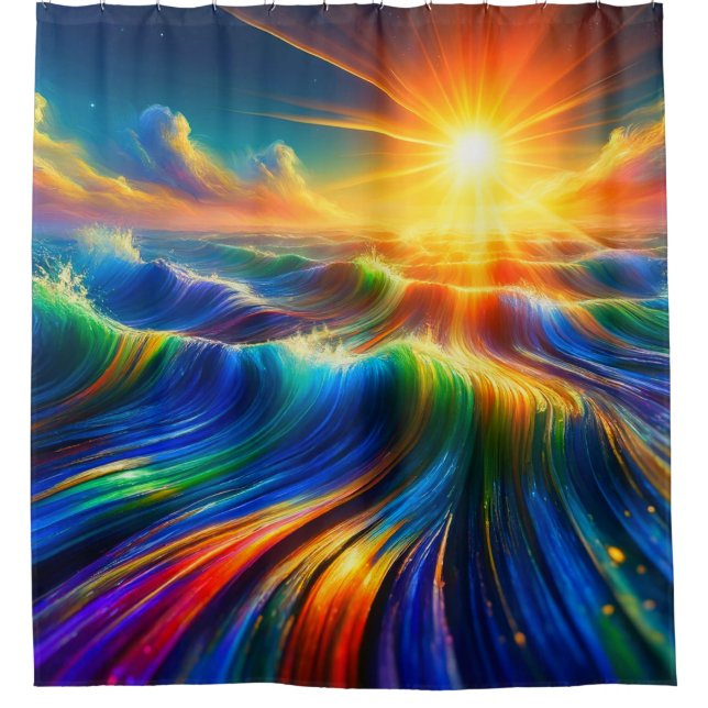 Rainbow Ocean Shower Curtain (Front)