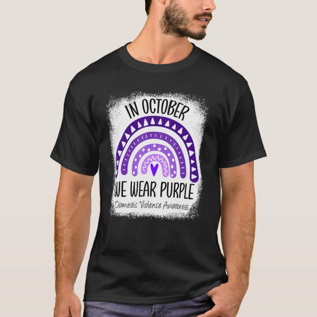 Rainbow October We Wear Purple Domestic Violence A T-Shirt (Front)