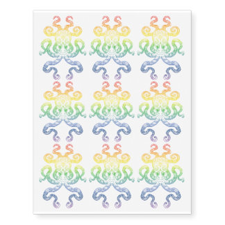 Rainbow Octopus Nautical Zen Doodle Illustration Temporary Tattoos