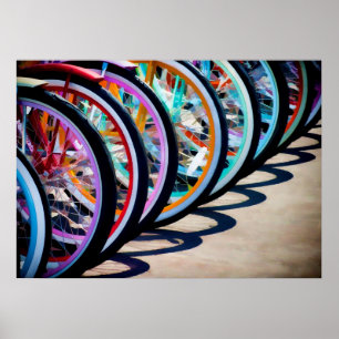 Rainbow Of Bicycles Poster