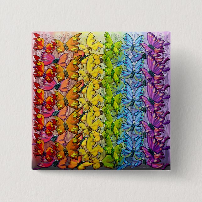 Rainbow of Butterflies Button (Front)