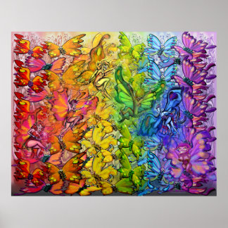 Rainbow of Butterflies Faeries Poster