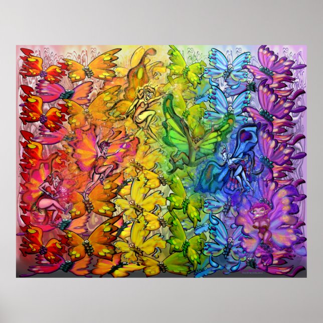 Rainbow of Butterflies Faeries Poster (Front)