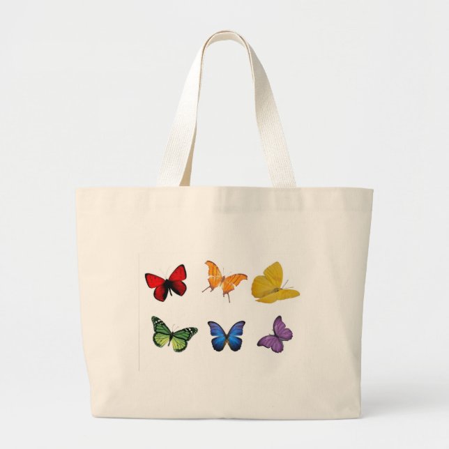 Rainbow of Butterflies Large Tote Bag (Front)