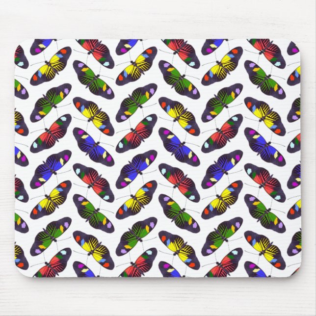 Rainbow of Butterflies Mousemat (White) Mouse Pad (Front)