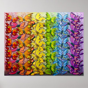 Rainbow of Butterflies Poster