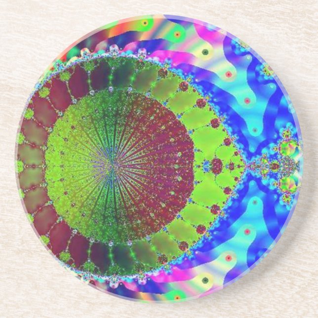Rainbow of Circles Sandstone Coaster (Front)