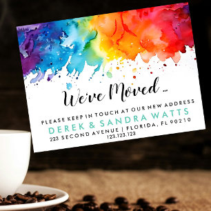 rainbow of color Change of address we've moved Announcement Postcard