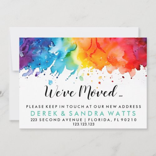 rainbow of color Change of address weve moved Invitation