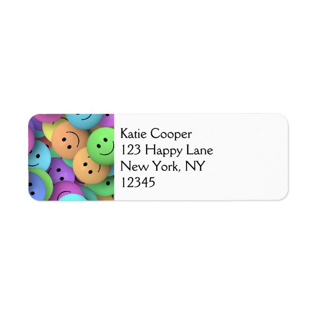 Rainbow of Colorful Happy Faces Label (Front)
