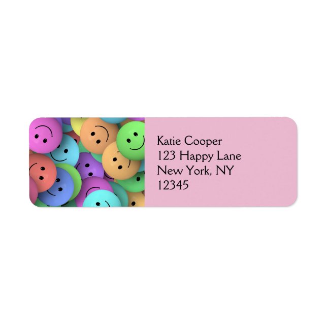 Rainbow of Colorful Happy Faces Label (Front)