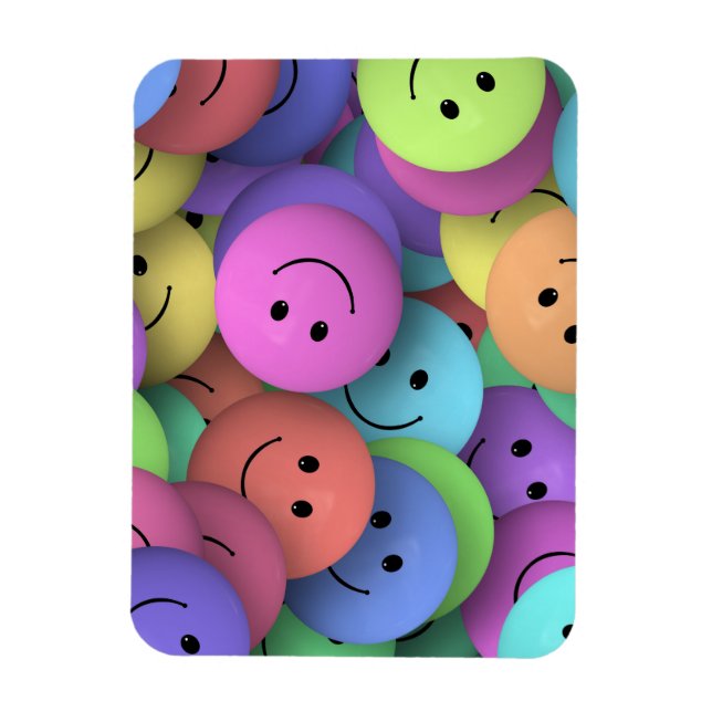Rainbow of Colorful Happy Faces Magnet (Vertical)