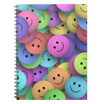 Rainbow Of Colorful Happy Faces Notebook by Mirribug at Zazzle