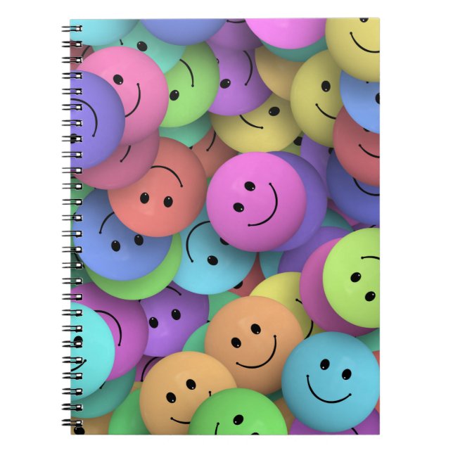 Rainbow of Colorful Happy Faces Notebook (Front)