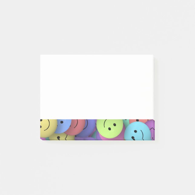 Rainbow of Colorful Happy Faces Post-it Notes (Front)