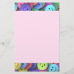 Rainbow of Colorful Happy Faces Stationery
