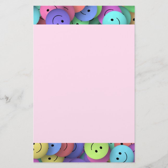 Rainbow of Colorful Happy Faces Stationery (Front)