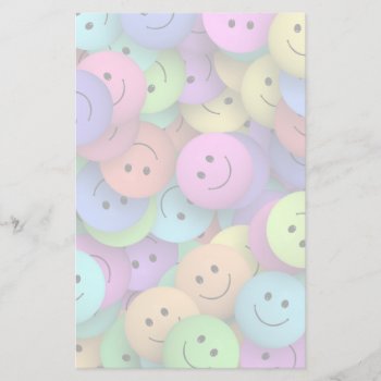 Rainbow Of Colorful Happy Faces Stationery by Mirribug at Zazzle