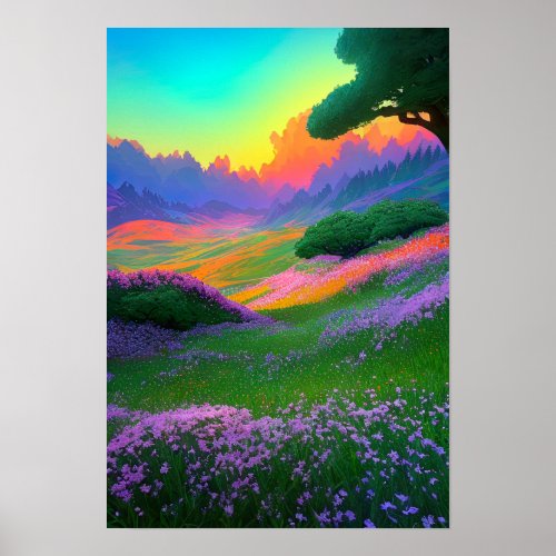 Rainbow of Colors and Crimson Sunset Poster
