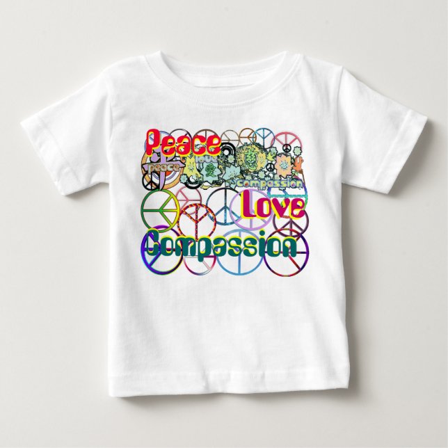 Rainbow of Colors Peace Sign Collage Baby T-Shirt (Front)