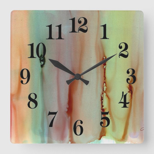 Rainbow of Colors Square Wall Clock (Front)