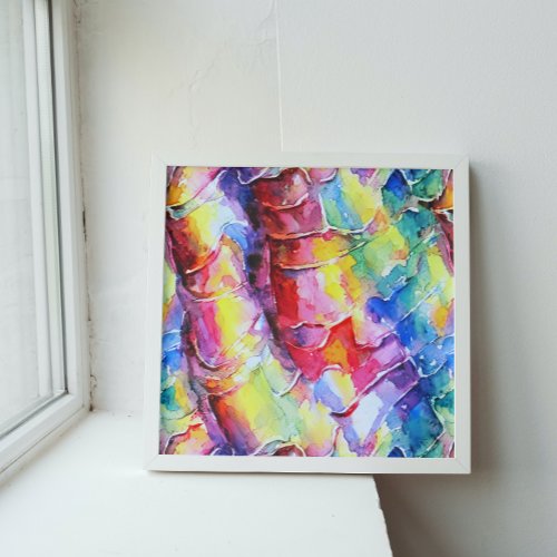 Rainbow of Colors Textured Watercolor Abstract Art Faux Canvas Print