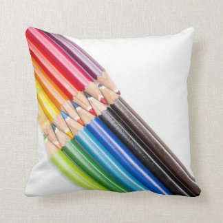 Rainbow of colouring pencils throw pillow