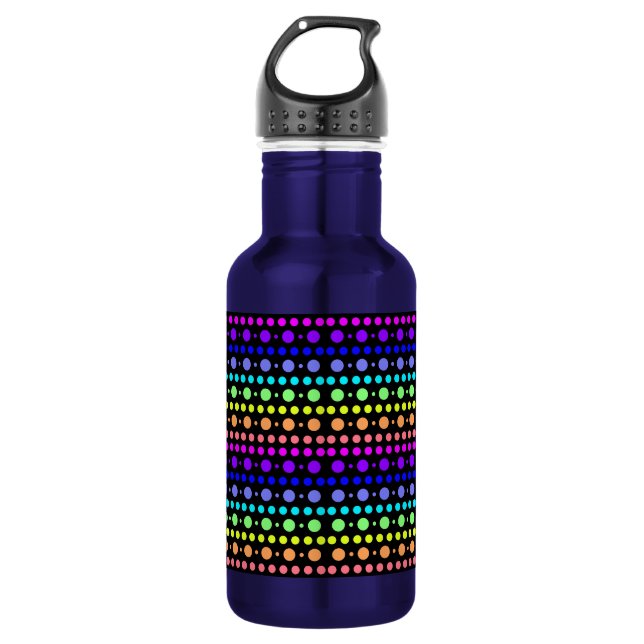 Rainbow of Dots Stainless Steel Water Bottle (Front)