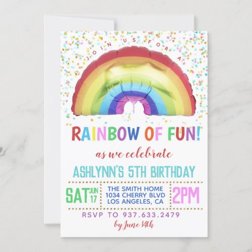 Rainbow of Fun Birthday Invitation