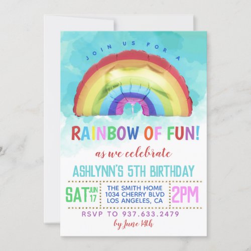 Rainbow of Fun Birthday Invitation