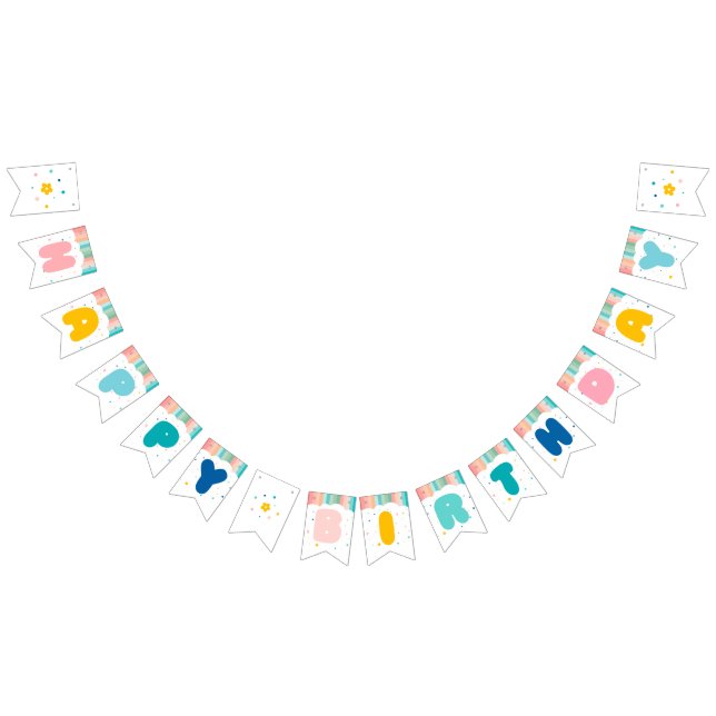Rainbow of Fun Birthday Party Theme Bunting Flags (All)