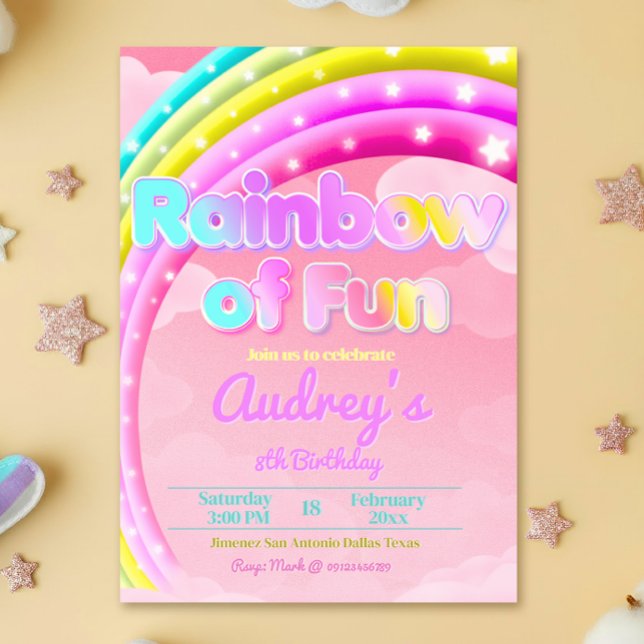 Rainbow of Fun - Girl Birthday Invitation (Rainbow of Fun - Girl Birthday Invitation)