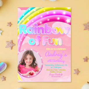 Rainbow of Fun with Picture Invitation