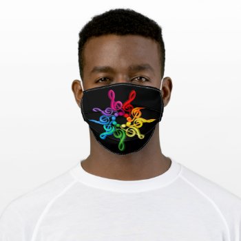 Rainbow Of G Clefs Music Circle Adult Cloth Face Mask by FalconsEye at Zazzle