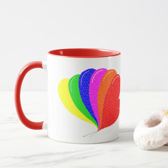 Rainbow of Heart Balloons Combo Mug (With Donut)