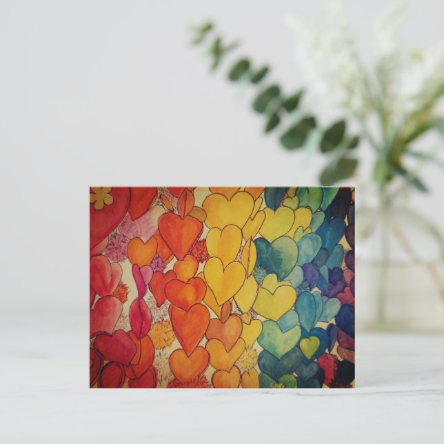 Rainbow of Hearts and Hope Celebration Postcard (Standing Front)